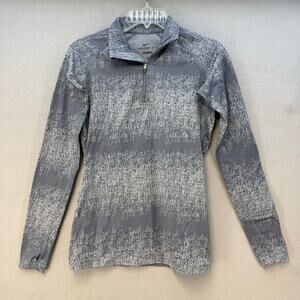 Nike Pullover Top Women's S Gray Therma-Fit Quarter Zip Just Do It Scribbles